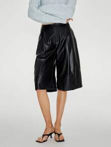 ATUI Studio Elevating Basics Bottoms, Black Loose Fit Straight Leg Capris, Minimalism Modern Effortless Chic, Party Daily Halloween Fall&Winter - Black - View 5