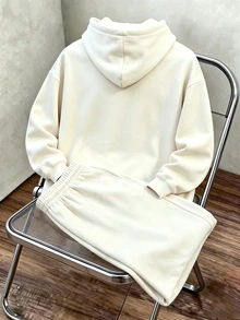 Daypath Men's Letter Embossed Hoodie & Sweatpants 2 Pieces Set - Apricot - View 2