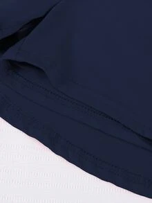 SHEIN 青少年女孩休閒百搭運動健身芭蕾舞學院風針織緊身褲裙 - 藏蓝色 - 查看 7