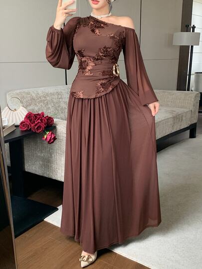 Feyla New French Style Elegant Luxury Delicate Jacquard Metal Buckle Decor Waist-Flattering Slimming Elegant Skirt Set