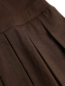 Sweetra New Halter Neck Mini Dress, Pleated, Fashionable, Preppy Style, Suitable For School, Street Wear - Brown - View 6
