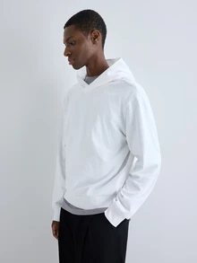 Merionis Men's Casual Solid Color Hoodie, High-Quality Store Style - White - View 6