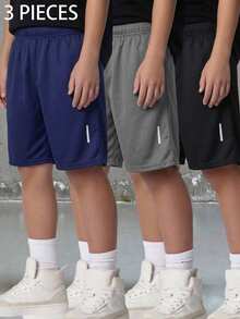 SHEIN 青少年男孩夏季休閒純色吊帶短褲 - 彩色 - 查看 4