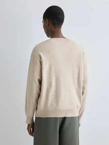 Merionis Men's Solid Color Drop Shoulder Long Sleeve Single-Breasted Casual Knit Cardigan - Apricot - View 2