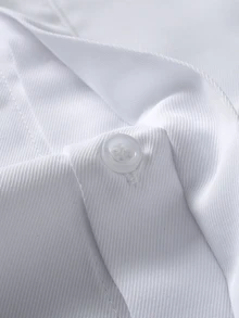 Manfinity Bizformal 休閒商務男士立領紋理斜紋白色長袖襯衫 - 白色 - 查看 5
