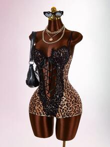 Amplova Women's Sexy Mini Lace Jumpsuit - Brown - View 4