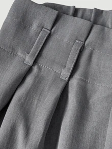 SHEIN MOD Black Belt Loose Wide Leg Suit Pants - Light Grey - View 4