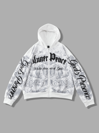 Sweat-shirt-shirt ample avec imprimé portrait religieux, style streetwear vintage