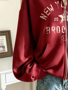 Lalippa Áo nỉ hoodie nữ in chữ mùa thu/đông - Nhiều màu - Xem 3