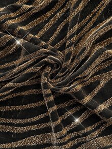 Comfylo Plus Size Women Zebra Print Mesh Round Neck Long Sleeve Fashion Top - Gold - View 7