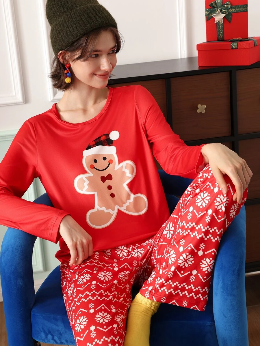 Chillnights Women's Cartoon Print Long Sleeve Top And Pants Casual Daily Home Sleepwear Set - Multicolor - View 1
