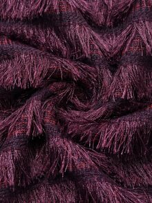 Vesra Shiny Faux Fur Cross Collar Belted Wrap Party Elegant Women's Regular Coat - Red Violet - View 4