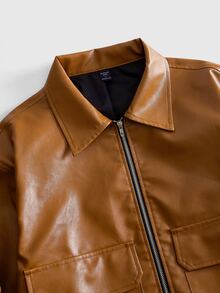 ROMWE MEN Street Life Men's Autumn Casual Vintage Commuter Jacket - Brown - View 3