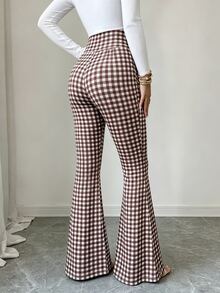 Elenzga Casual Commute Holiday Festival Asymmetrical Waist Slimming Solid Color Flare Pants - Multicolor - View 5