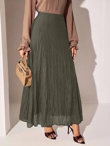 Veilorie Women's Elegant Commute Solid Color Skirt - Army Green - View 5