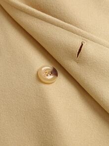Sweetra Women's Spring Autumn Winter Coffee Camel Wool Blend Elegant Fashion Commuter Lapel Button Belt Tie Short Jacket - Apricot - View 4