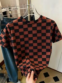 Maweii Plus Size Summer Casual Checkered Print T-Shirt - Multicolor - View 2