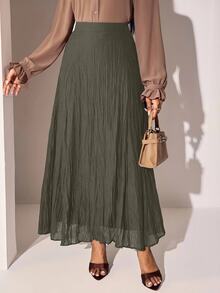 Veilorie Women's Elegant Commute Solid Color Skirt - Army Green - View 4