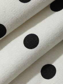 DAZY Polka Dot Loose Wide Leg Pants Casual Street Vacation Autumn Winter Long Jeans For Women - White - View 3
