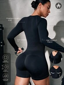 Solea Cove 1pc Women's Black Long Sleeve Jumpsuit - Black - View 1