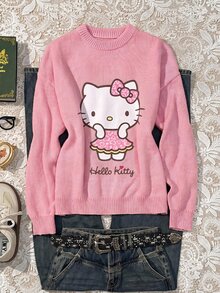 CovetEZ HELLO KITTY AND FRIENDS | SHEIN 女款針織毛衣聯名款，適合外出、街頭風、機場穿搭、時尚、返校季、Y2K、派對、海灘度假、假期 - 彩色 - 查看 3