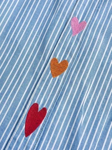 EMERY ROSE Plus Size Striped Heart Embroidered Denim Jeans - Multicolor - View 6
