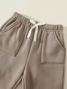 SHEIN 男女嬰兒/幼兒 2件組秋冬保暖內裡加厚拼色運動衫套裝，嬰兒冬季套裝/衣服，運動服，聖誕 - 摩卡棕 - 查看 6