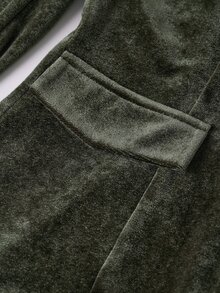Solivie Women's Autumn Velvet Frog Button Design Jacket Fall Clothes Winter Clothes Party  Work Tops  Basic Blouses - Green - View 5