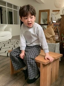 DAZY Baby Boys Plaid Loose Casual Korean Style Bottoms Fall - Grey - View 1