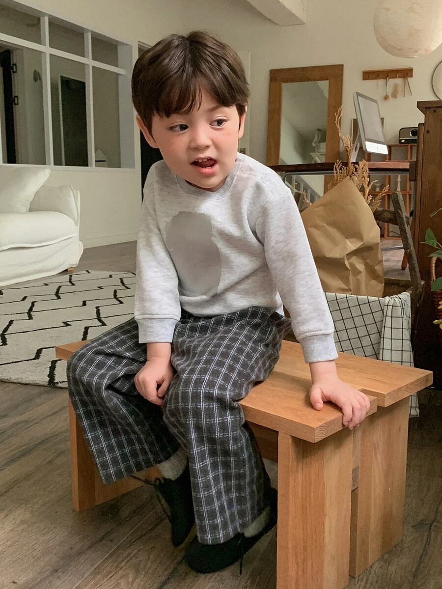 DAZY Baby Boys Plaid Loose Casual Korean Style Bottoms Fall - Grey - View 1