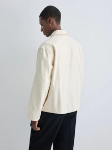 Merionis Jaket Kasual Pria Lengan Panjang Warna Polos dengan Resleting - Aprikot - View 2