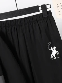 兒童青少年男孩 2件組休閒拉鍊連帽外套與抽繩腰長褲套裝，運動風，秋冬款 - 黑與白 - 查看 4