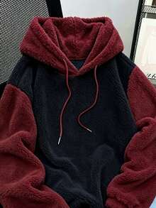 Resyla Women's Double-Sided Fleece Colorblock Long Sleeve Drawstring Hooded Sweatshirt - Multicolor - View 3