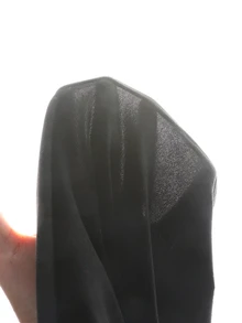 SHEIN 青少年女孩純黑色蕾絲圓領長袖短版修身T恤，休閒日常穿著 - 黑色 - 查看 8