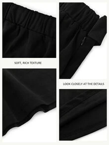 Velvienne Versatile Metal Buckle Decor Plus Size Women's Elegant Skirt - Black - View 7