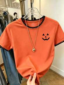 EMERY ROSE 大尺碼女款刺繡飾邊短袖休閒T恤 - 彩色 - 查看 3