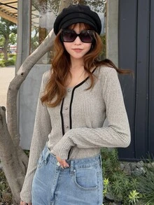 FRIFUL Women's Colorblock Casual Versatile Daily Long Sleeve T-Shirt Fall - White - View 5