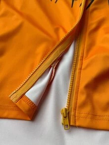 Whyspr Plus Size Halloween Pumpkin Graphic Print Jacket Fall - Orange - View 9