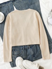 Genkimix Kids Tween Girl' Spring Summer Autumn Winter Textured Knit Peach Cardigan Jacket Top Casual Cute Everyday Wear 3D Bow Decor School Formal - Apricot - View 2