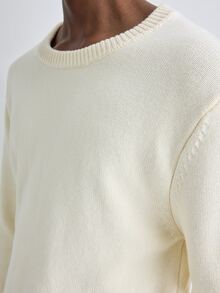 Merionis Men's Solid Color Crew Neck Long Sleeve Casual Versatile Sweater - Apricot - View 6