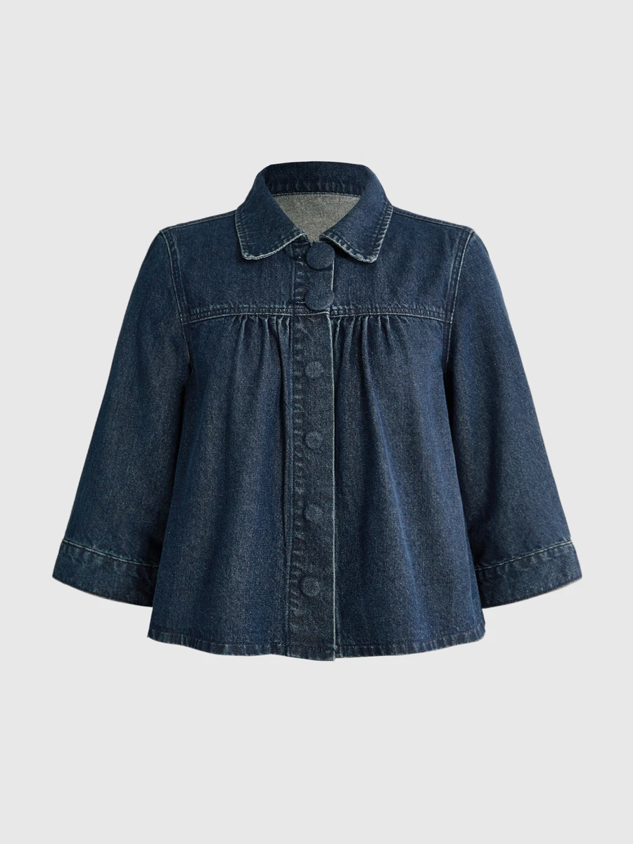 ROMWE Vintage Distressed Y2K Retro Style Women's Denim Jacket And Coat - Blue - View 1