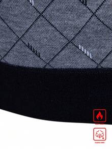 Manfinity Homme Men's Autumn/Winter Plaid V-Neck Casual Versatile Knit Vest - Grey - View 4