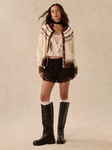 Easelle Vintage Bohemian Round Neck Cardigan For Women - Multicolor - View 2