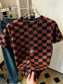 Maweii Plus Size Summer Casual Checkered Print T-Shirt - Multicolor - View 4