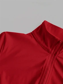 SHEIN EZwear 女款黑色針織防紫外線外套，適合秋冬穿著 - 紅色 - 查看 3