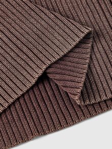 ROMWE Y2K Autumn Winter Spring Grunge Street Casual Colorblock Print Distressed Worn-Out Women's Slim Fit Long Sleeve Sweater - Mocha Brown - View 5