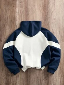 Manfinity Joysei Men's Geometric Print Pattern Hoodie, Suitable For Autumn/Winter - Blue - View 2