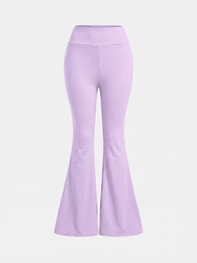 SHEIN Girlism 青少年女孩 2件套 立領拉鍊純色長袖上衣與長褲休閒運動時尚套裝 - 淡紫色 - 查看 8