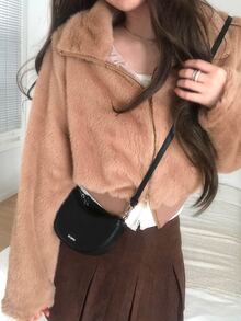 DAZY Women's Autumn/Winter Casual Faux Fur Coat - Coffee Brown - View 4