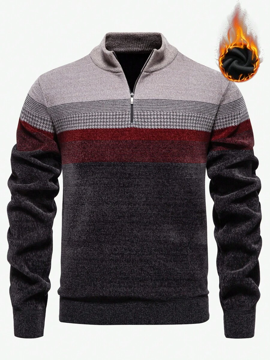 Manfinity Homme Men's Autumn/Winter Knit Pullover Sweater - Dark Grey - View 1